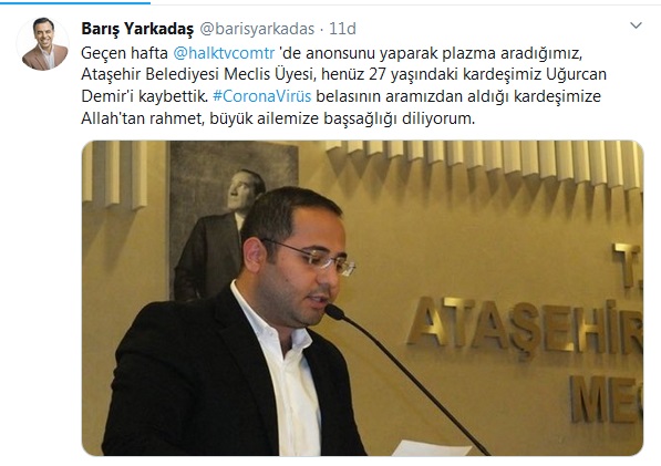 Meclisi Üyesi Uğurcan Demir 27 yaşında koronavirüsten hayatını kaybetti