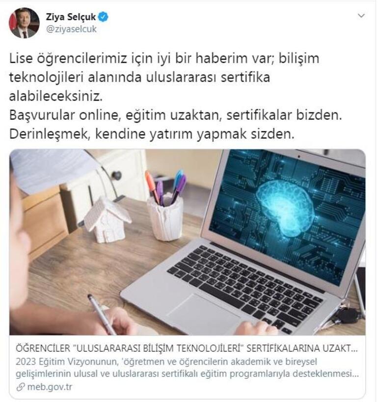 Milli Eğitim Bakanı lise öğrencilerine müjdeyi verdi