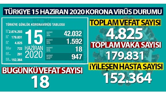 15 Haziran Korona Tablosu 