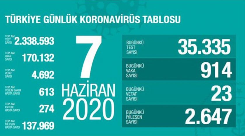 8 Haziran Korona Tablosu