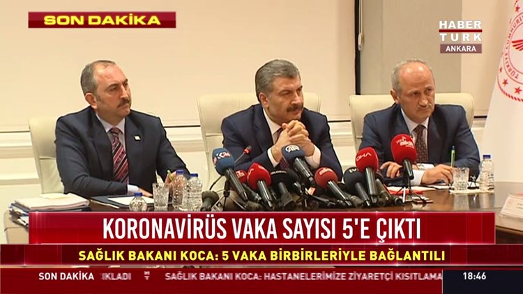Türkiye'de koronavirüs vaka sayısı 5'e çıktı