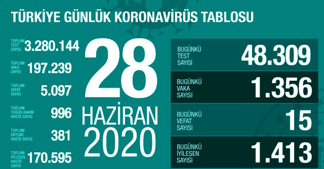 29 Haziran korona tablosu