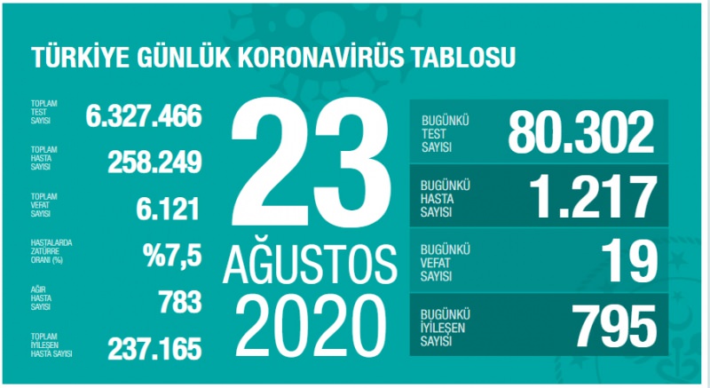 24 Ağustos korona tablosu 