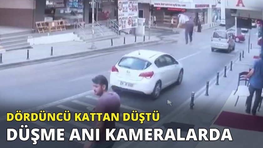Ataşehir'de temizlikçi kadının 4. kattan düşme anı