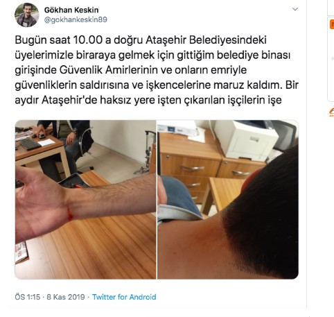 Ataşehir Belediyesi'nde işçi temsilcilerine darp