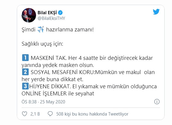 THY Uçuşlardaki Koronavirüs Önlemlerini Tek Tek Sıraladı