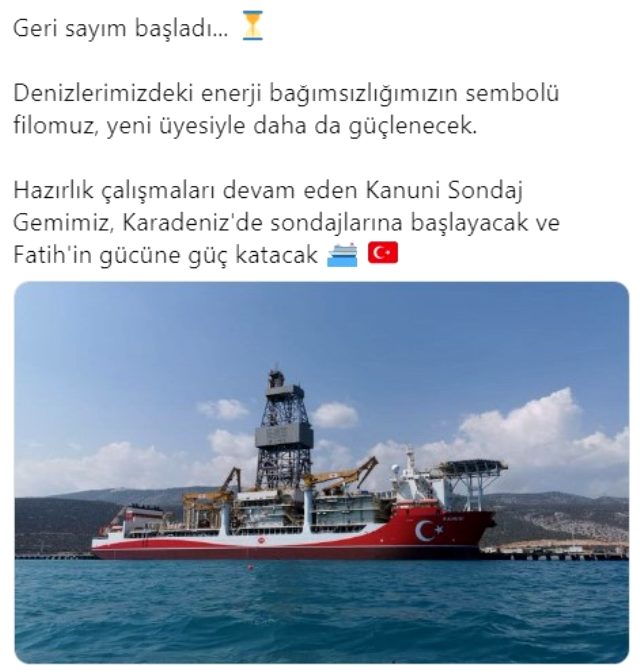 Bakan Dönmez Kanuni sondaj gemimiz Karadeniz'de sondajlarına başlayacak