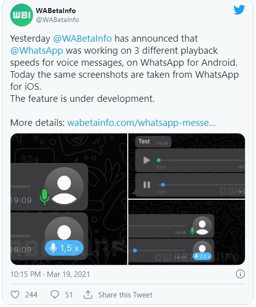 WHATSAPP, SESLİ MESAJDA OYNATMA HIZINI AYARLAMA ÖZELLİĞİNİ TEST ETMEYE BAŞLADI 