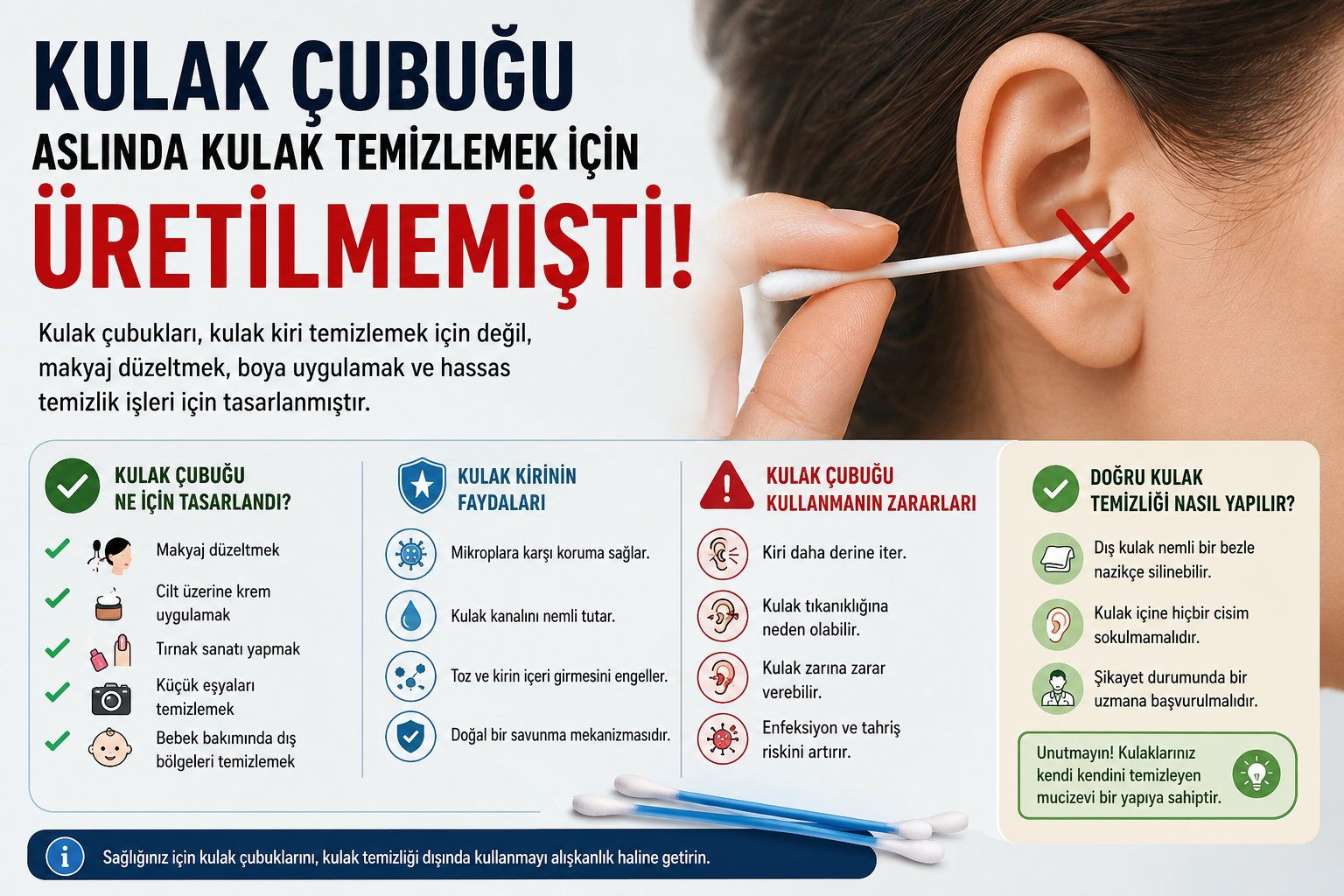 Kulak Çubuğu Aslında Kulak Temizlemek İçin Üretilmemişti: Yıllardır Yanlış Bildiğimiz Gerçek