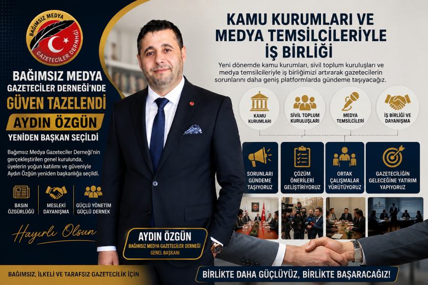 Bağımsız Medya Gazeteciler Derneği Başkanı Aydın Özgün Güven Tazeledi.