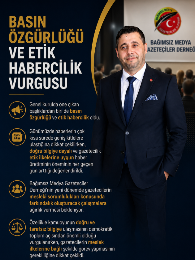 Bağımsız Medya Gazeteciler Derneği Başkanı Aydın Özgün Güven Tazeledi.